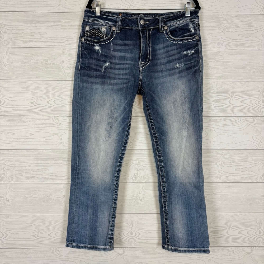 Miss Me Denim Boyfriend Capris Distressed Size 30 - Picture 2 of 15